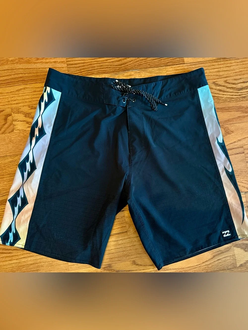Billabong Black Board Shorts with Light Blue Side Panels